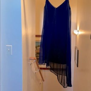 Asymmetrical navy dress